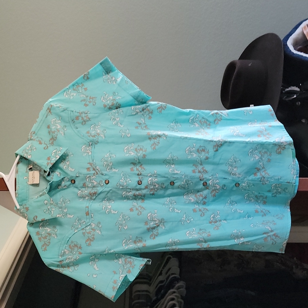 Rockies aqua green western shirt NWT size Large